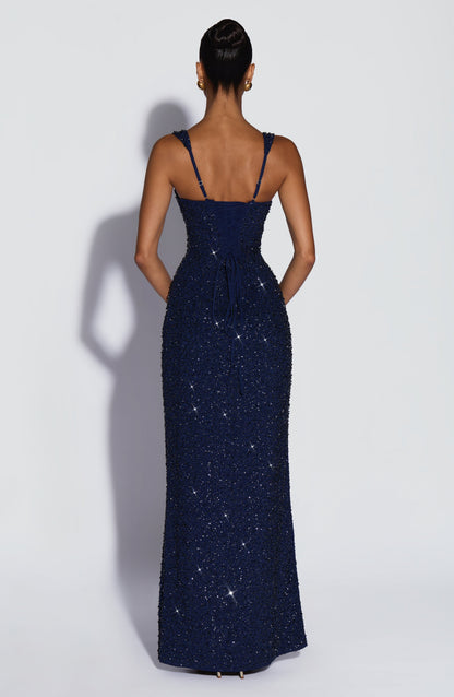 Vestido Maxi Calanthe - Azul Marino Brillante