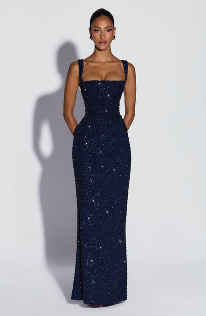 Vestido Maxi Calanthe - Azul Marino Brillante