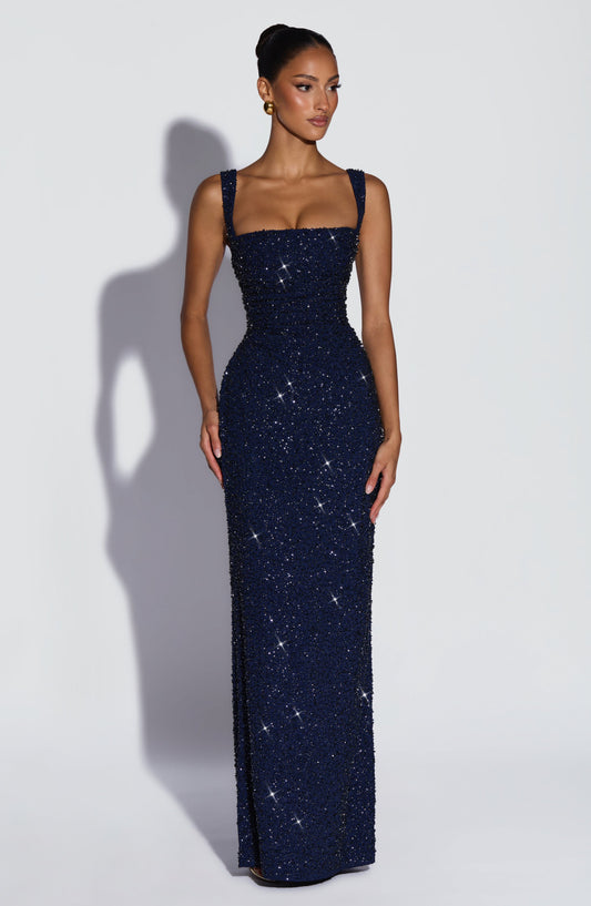 Vestido Maxi Calanthe - Azul Marino Brillante
