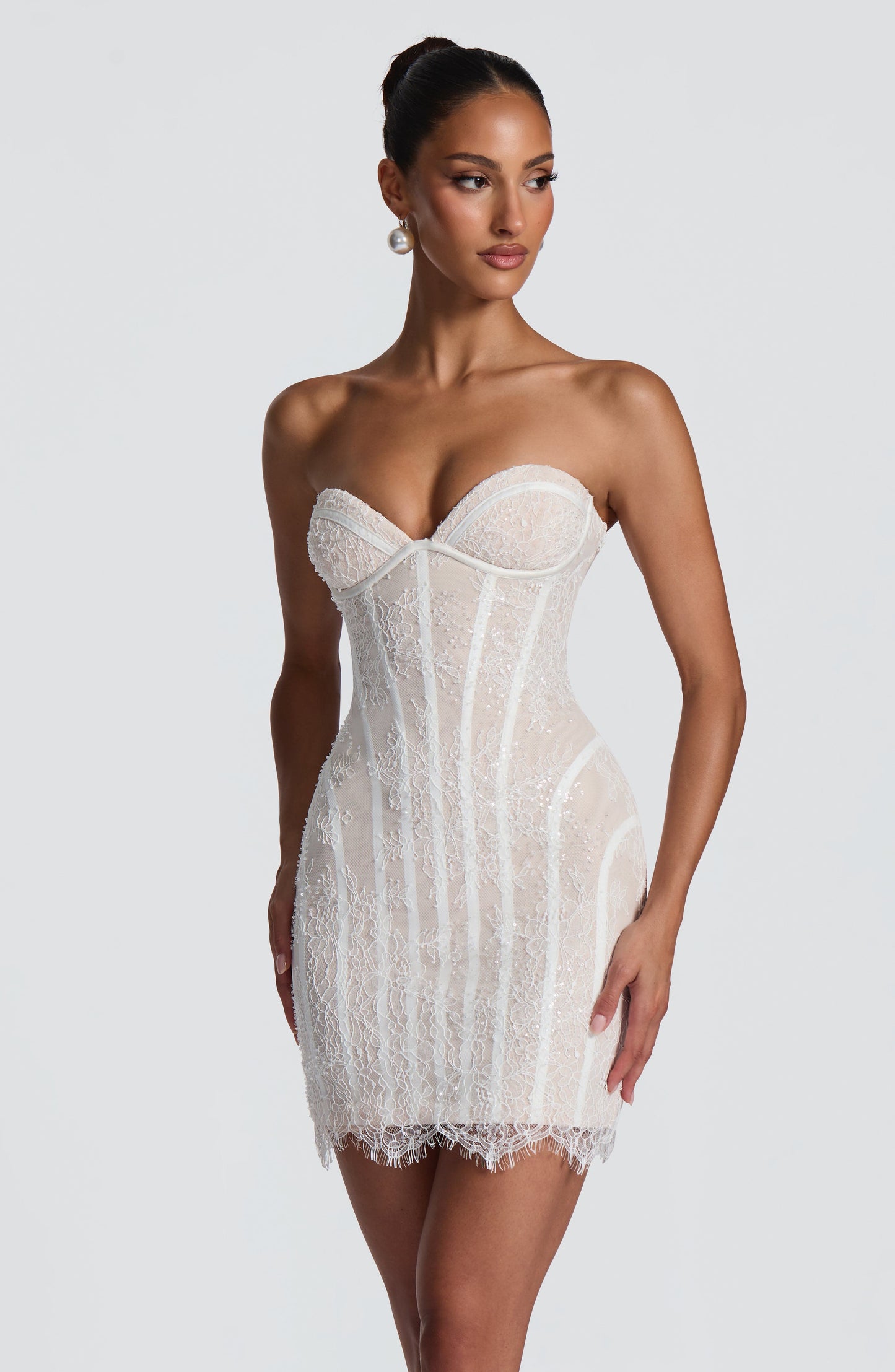 Vestido Mini Sian - Marfil con Adornos